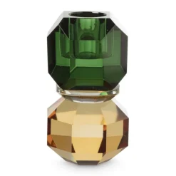 Xenos Kandelaar kristal - groen/oranje - ø5.5x9 cm- Kandelaars