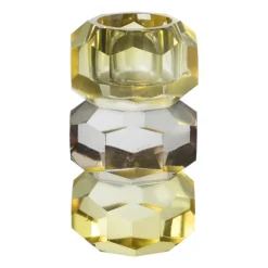 Xenos Kandelaar kristal 3-laags - geel/helder - 4x4x7 cm- Kandelaars