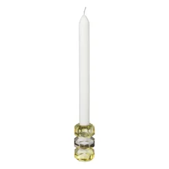 Xenos Kandelaar kristal 3-laags - geel/helder - 4x4x7 cm- Kandelaars