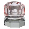 Xenos Kandelaar kristal 2-laags - roze/grijs - 4x4x4 cm- Kandelaars