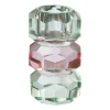 Xenos Kandelaar kristal 3-laags - groen/roze - 4x4x7 cm- Kandelaars