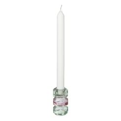 Xenos Kandelaar kristal 3-laags - groen/roze - 4x4x7 cm- Kandelaars