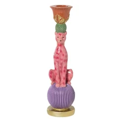 Xenos Kandelaar luipaard - multikleur - ø7x25 cm- Kandelaars