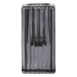 Xenos Kandelaar rib glas - grijs - 4x4x8 cm- Kandelaars