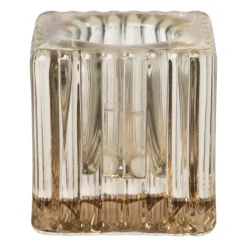 Xenos Kandelaar rib glas - helder - 4x4x6 cm- Kandelaars