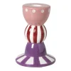 Xenos Kandelaar streep stip hoog - multikleur - ø8.5x12 cm- Kandelaars