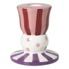 Xenos Kandelaar streep stip laag - multikleur - ø8x9 cm- Kandelaars