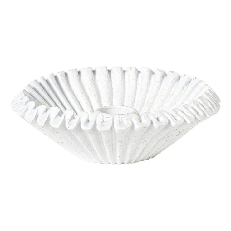 Xenos Kandelaar wave - wit - ø13.5x4 cm- Kandelaars