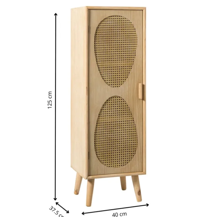 Xenos Kast Flores hoog met ovalen vlakken - bruin - 125x40x37.5 cm- Kast Met Deuren