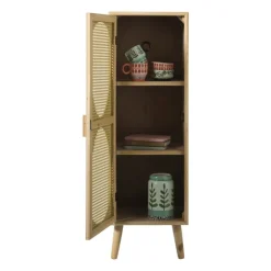 Xenos Kast Flores hoog met ovalen vlakken - bruin - 125x40x37.5 cm- Kast Met Deuren