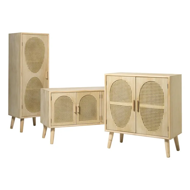 Xenos Kast Flores hoog met ovalen vlakken - bruin - 125x40x37.5 cm- Kast Met Deuren