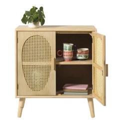 Xenos Kast Flores met ovalen vlakken - bruin - 78x70x37.5 cm- Tv Meubels|Kast Met Deuren