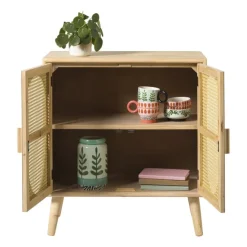Xenos Kast Flores met ovalen vlakken - bruin - 78x70x37.5 cm- Tv Meubels|Kast Met Deuren