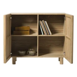 Xenos Kast Japandi met 2 deuren - bruin - 80x72x33 cm- Kast Met Deuren|Dressoir