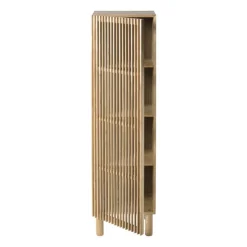Xenos Kast Japandi smal - bruin - 145x40x33 cm- Kast Met Deuren