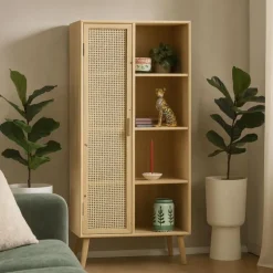 Xenos Kast Java met deurtje en vakken - bruin - 160x70x33.5 cm- Kast Met Deuren|Vakkenkasten