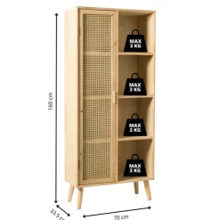 Xenos Kast Java met deurtje en vakken - bruin - 160x70x33.5 cm- Kast Met Deuren|Vakkenkasten