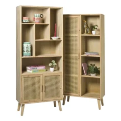 Xenos Kast Java met deurtje en vakken - bruin - 160x70x33.5 cm- Kast Met Deuren|Vakkenkasten