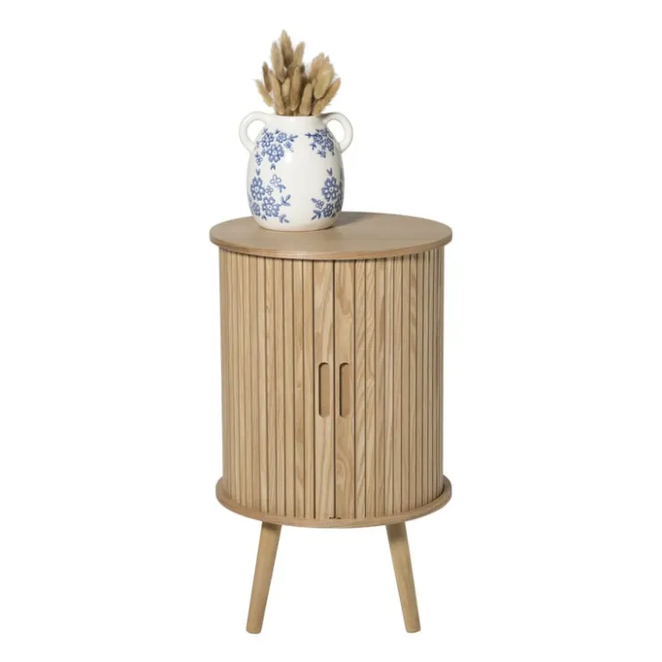 Xenos Kast Uppsala rond hoog - naturel - ø40x65 cm- Nachtkastjes|Kast Met Deuren