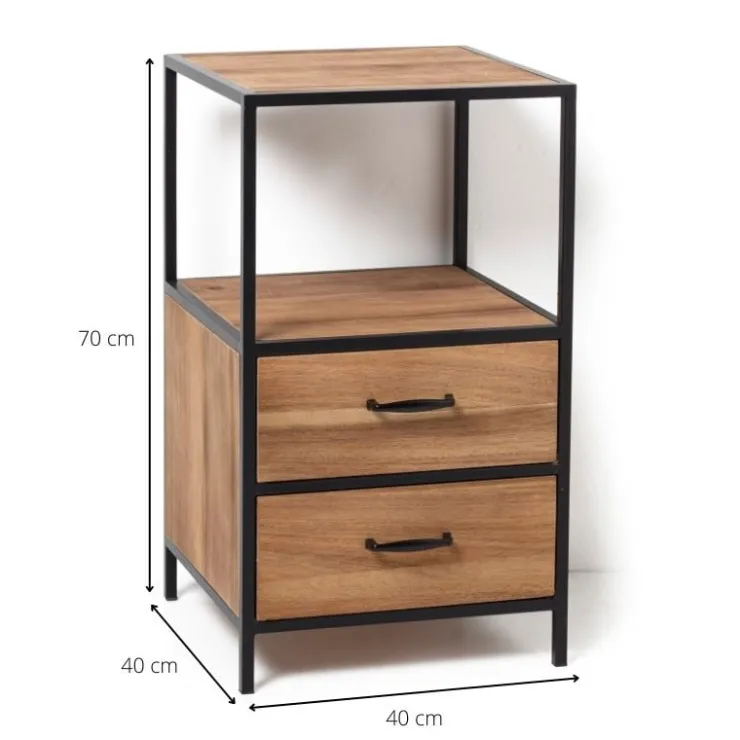 Xenos Kastje Charlie met 2 laden - 70x40x40 cm- Nachtkastjes|Ladekasten