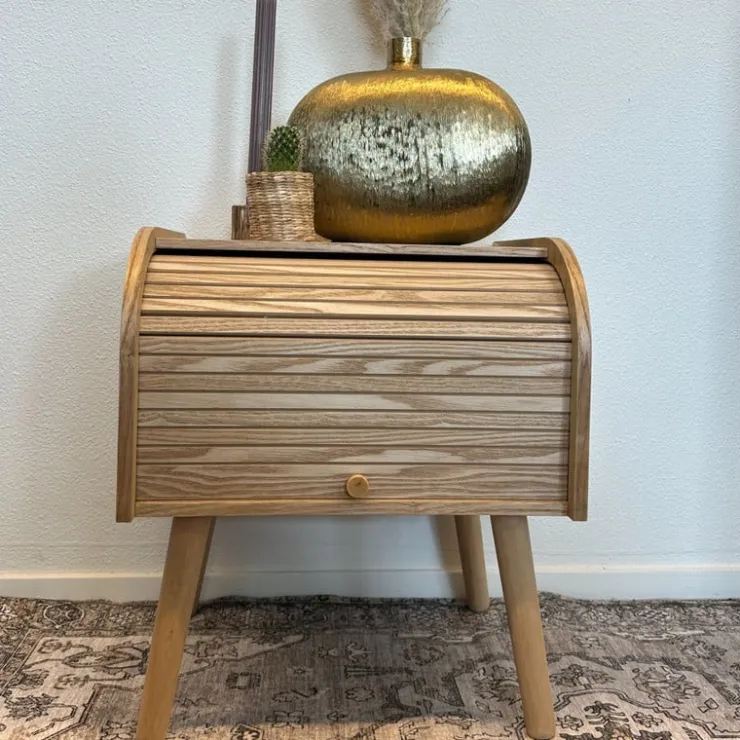 Xenos Kastje Uppsala met roldeur - naturel - 45x40x34 cm- Nachtkastjes|Kast Met Deuren