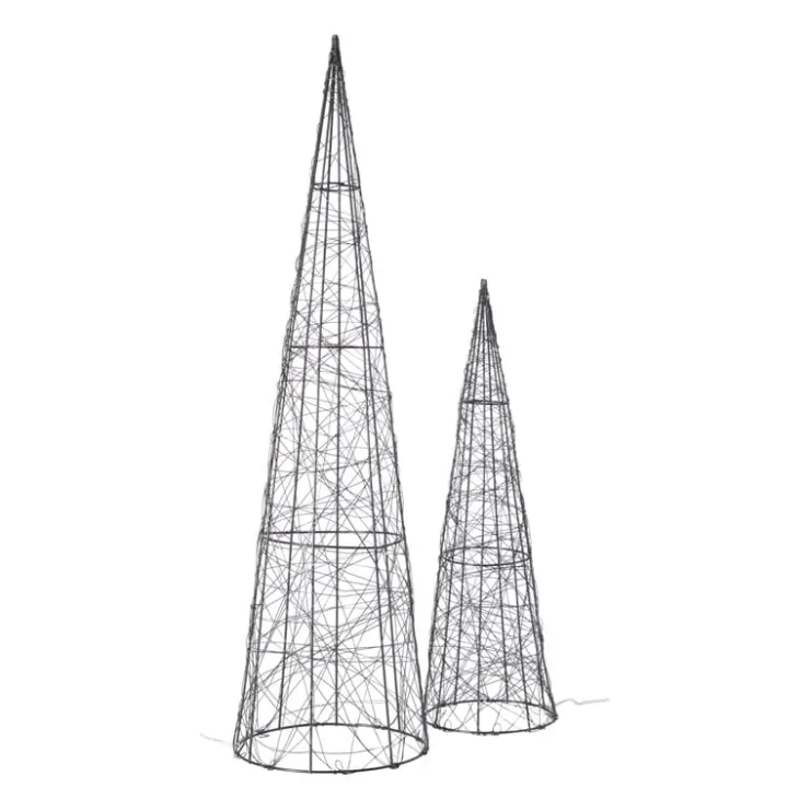 Xenos Kegel LED - zwart - ø12x40 cm- Kleine Kerstbomen