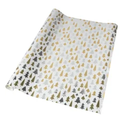 Xenos Kerst inpakpapier boom - zilver/goud - 70x200 cm- Kerst Inpakken