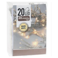Xenos Kerst LED lampjes - warm wit - 20 lampjes - 2 meter- Kerstverlichting|Kerstboom Verlichting