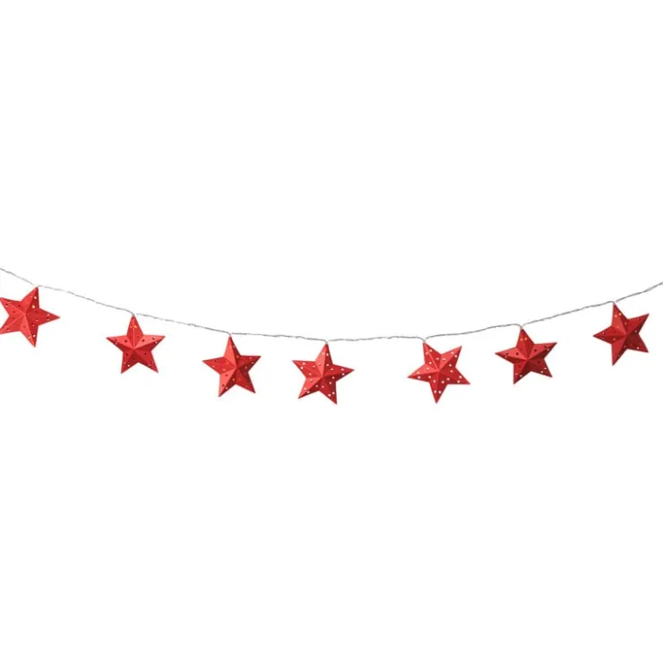 Xenos Kerst lichtslinger met sterren - rood - 1.35 meter- Kerstverlichting|Kerstboom Verlichting