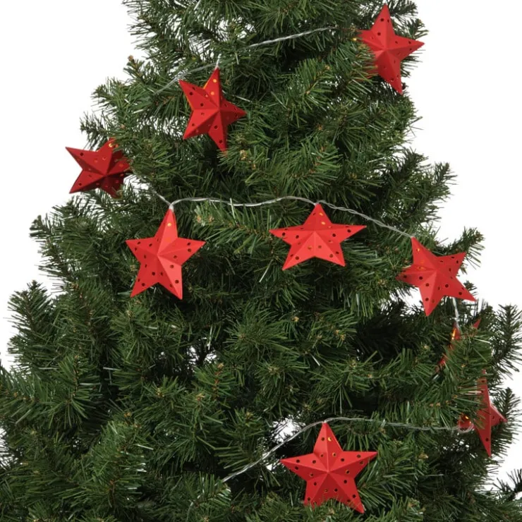 Xenos Kerst lichtslinger met sterren - rood - 1.35 meter- Kerstverlichting|Kerstboom Verlichting