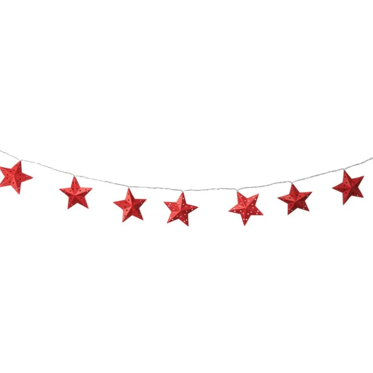Xenos Kerst lichtslinger met sterren - rood - 1.35 meter- Kerstverlichting|Kerstboom Verlichting