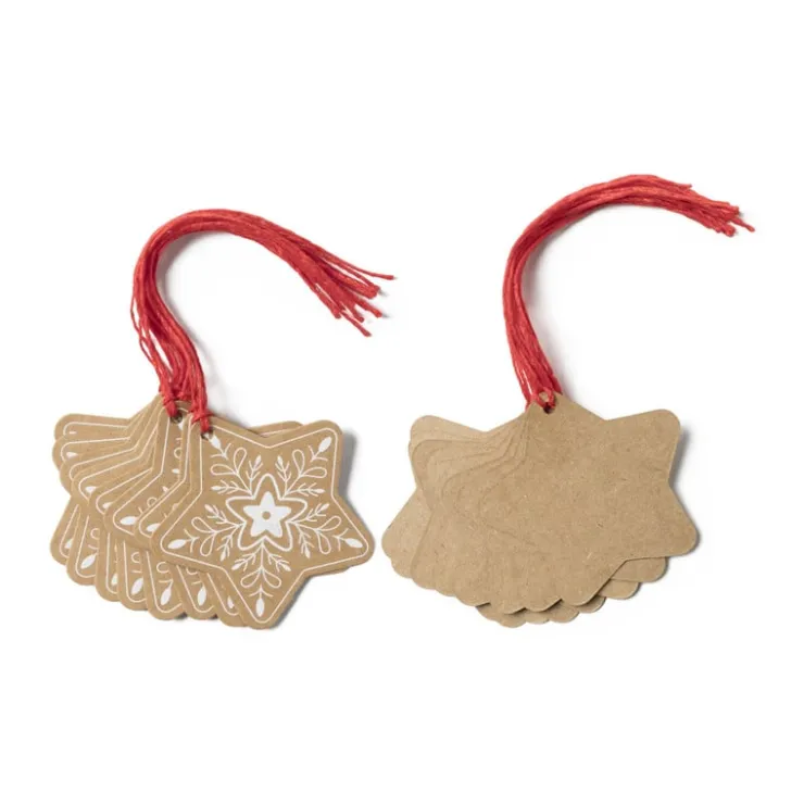 Xenos Kerst naamkaartje - kraft - diverse varianten - 6x6 cm- Kerst Inpakken