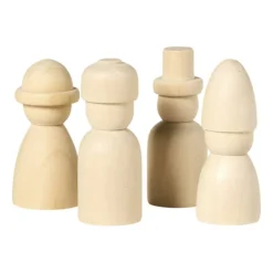 Xenos Kerst poppetjes - hout - set van 4- Kerst Knutselen