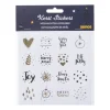 Xenos Kerst stickervel - wit/goud/zwart - set van 12- Stickers|Kerst Inpakken