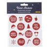 Xenos Kerst stickervel - wit/rood - set van 12- Stickers|Kerst Inpakken