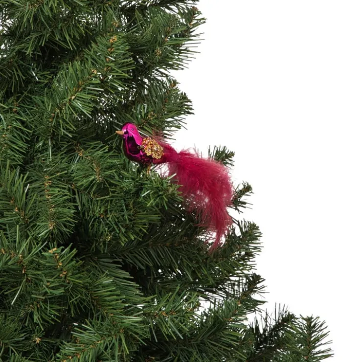 Xenos Kerst vogel op clip - paars - 6x15x3.5 cm- Kerstfiguren|Kersthangers