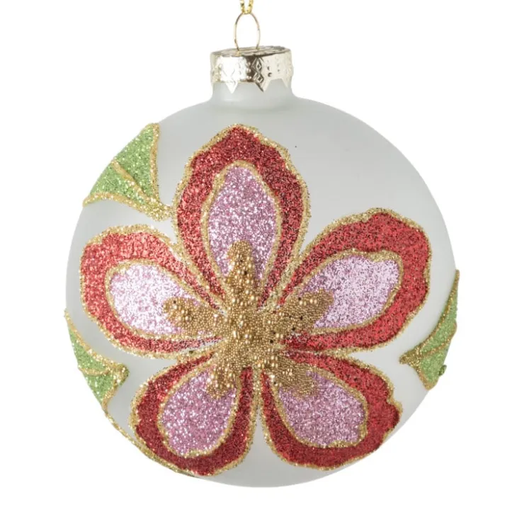 Xenos Kerstbal bloem - wit- Kerstballen
