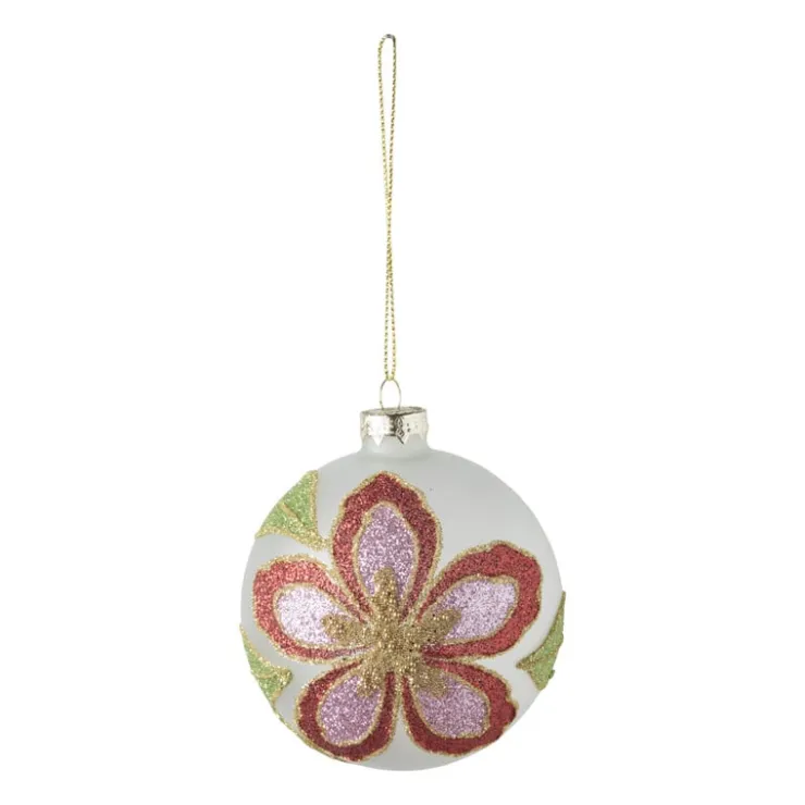 Xenos Kerstbal bloem - wit- Kerstballen