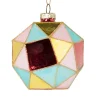 Xenos Kerstbal blokkig - roze/blauw - ø8 cm- Kerstballen