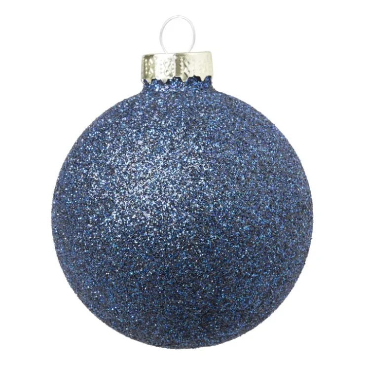 Xenos Kerstbal box - blauw - set van 8- Kerstballen