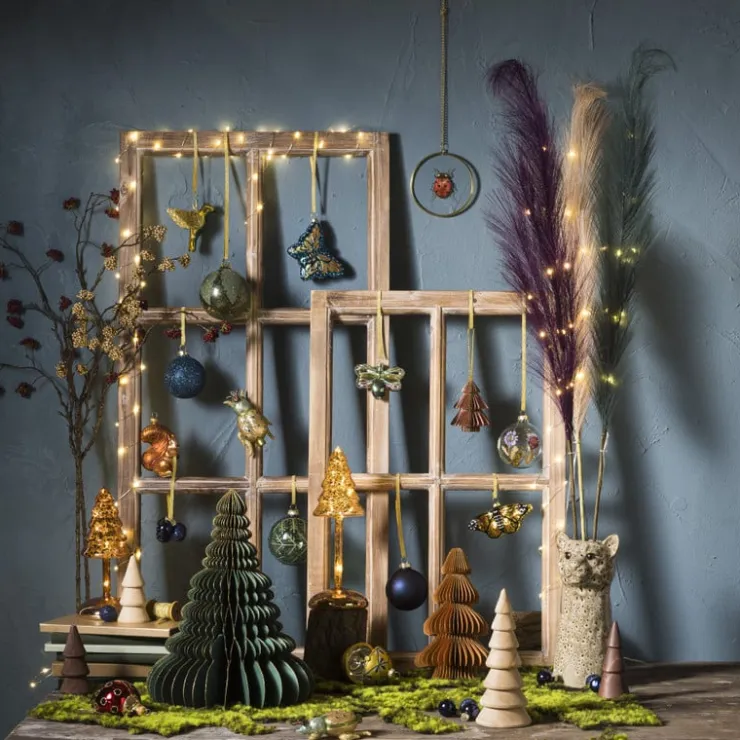 Xenos Kerstbal box - blauw - set van 8- Kerstballen