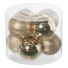 Xenos Kerstbal box - goudkleurig - set van 8- Kerstballen