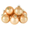 Xenos Kerstbal champagne - glas - set van 8- Kerstballen