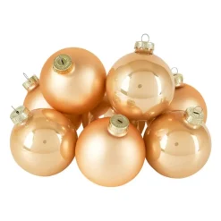 Xenos Kerstbal champagne - glas - set van 8- Kerstballen