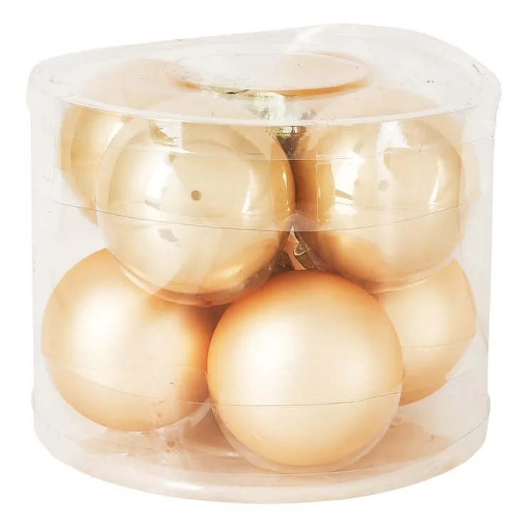 Xenos Kerstbal champagne - glas - set van 8- Kerstballen