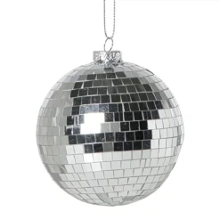 Xenos Kerstbal discobal - zilverkleurig- Kerstballen