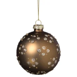 Xenos Kerstbal figuurtjes glitter - bruin- Kerstballen
