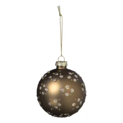 Xenos Kerstbal figuurtjes glitter - bruin- Kerstballen