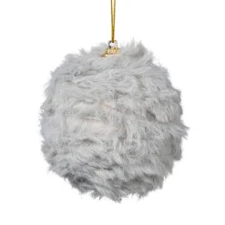 Xenos Kerstbal fluffy - grijs- Kerstballen