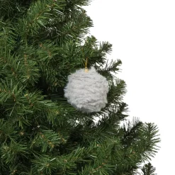 Xenos Kerstbal fluffy - grijs- Kerstballen